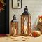 Glitzhome® Farmhouse Antique Diamond Wood & Metal Lanterns Set